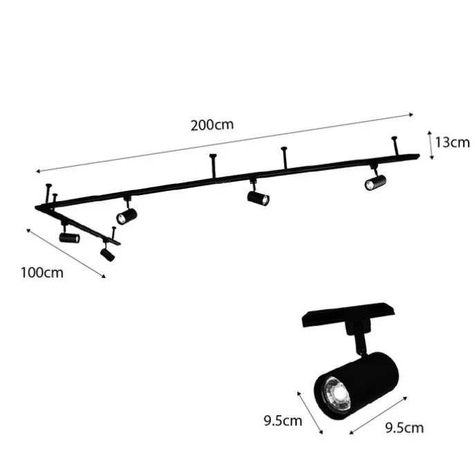 Modernes Hängendes Schienensystem mit 5 Strahlern Weiß 1-phasig - Iconic Jeana
