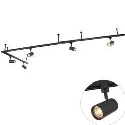 Modernes Hängendes Schienensystem mit 5 schwarzen Strahlern 1-phasig - Iconic Jeana