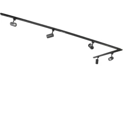 Modernes Hängendes Schienensystem mit 5 schwarzen Strahlern 1-phasig - Iconic Jeana