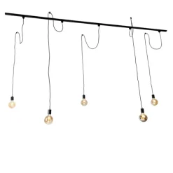 Modernes 1-Phasen-Schienensystem mit 5 Hängelampen schwarz - Cavalux