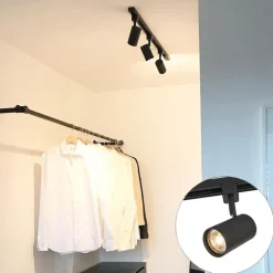 Modernes 1-Phasen-Schienensystem mit 3 Spots schwarz - Jeana