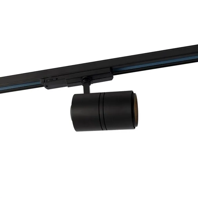 Modernes 3-Phasen-Schienensystem mit 4 schwarzen Strahlern - 3-Phasen-Ruler