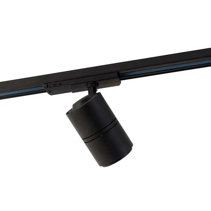 Modernes 3-Phasen-Schienensystem mit 4 schwarzen Strahlern - 3-Phasen-Ruler