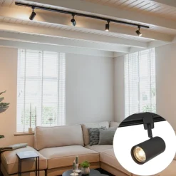 Modernes 1-phasiges Schienensystem mit 4 schwarzen Strahlern - Iconic Jeana