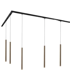 Modernes Schienenbeleuchtungssystem mit 5 Pendelleuchten Dunkelbronze 1-phasig - Iconic Frini