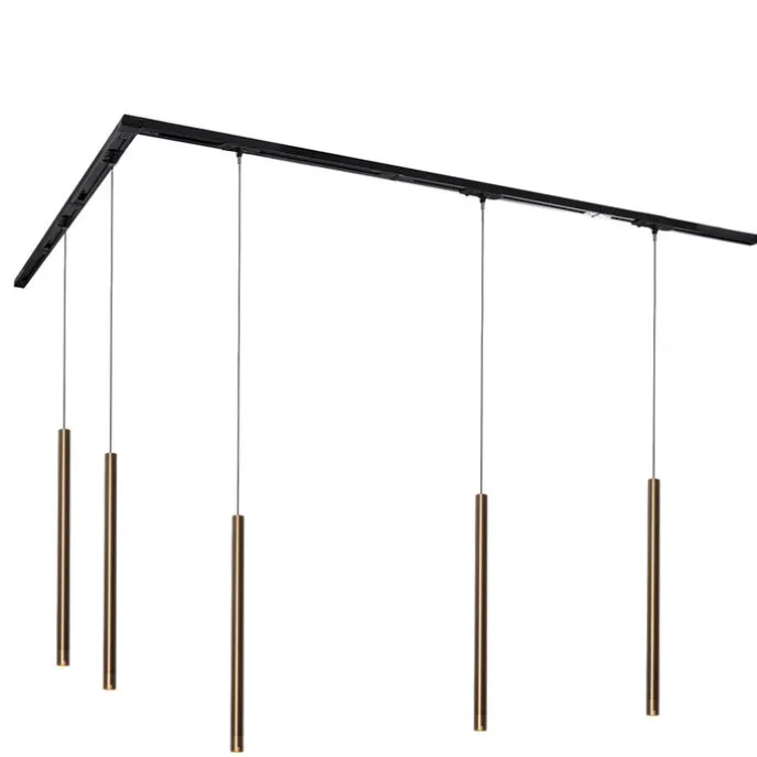 Modernes Schienenbeleuchtungssystem mit 5 Pendelleuchten Dunkelbronze 1-phasig - Iconic Frini