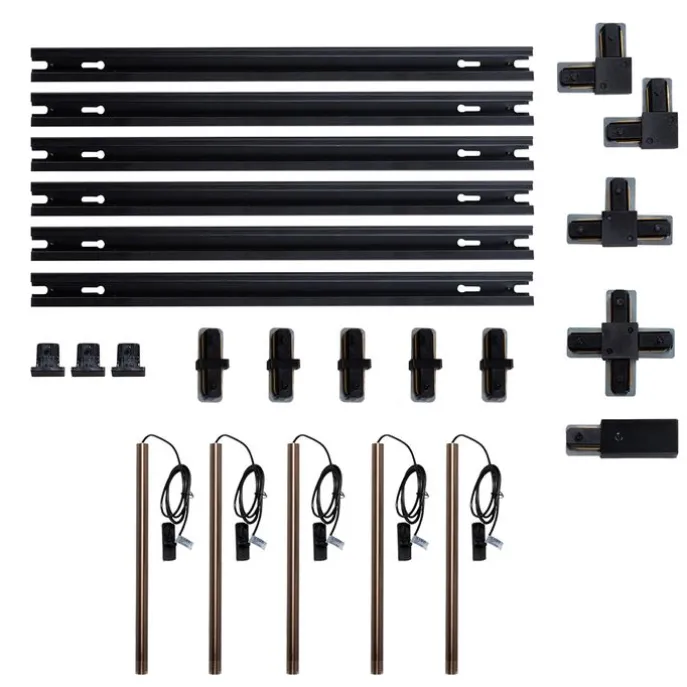 Modernes Schienenbeleuchtungssystem mit 5 Pendelleuchten Dunkelbronze 1-phasig - Iconic Frini