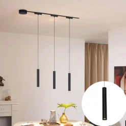 Modernes Schienensystem mit 3 schwarzen Pendelleuchten 1-phasig - Magnetic Cassie