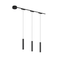 Modernes Schienensystem mit 3 schwarzen Pendelleuchten 1-phasig - Magnetic Cassie