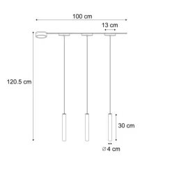Modernes Schienensystem mit 3 schwarzen Pendelleuchten 1-phasig - Magnetic Cassie