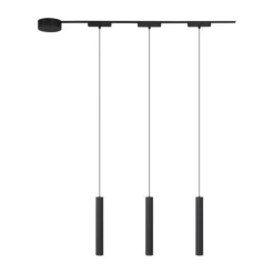 Modernes Schienensystem mit 3 schwarzen Pendelleuchten 1-phasig - Magnetic Cassie