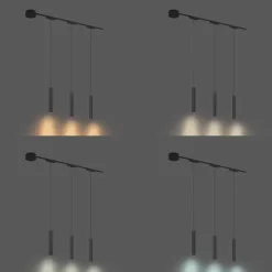 Modernes Schienensystem mit 3 schwarzen Pendelleuchten 1-phasig - Magnetic Cassie