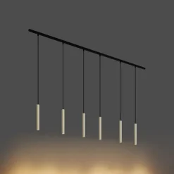 Modernes Schienensystem mit 6 Pendelleuchten Beige mit Schwarz 1-phasig - Slimline Keno