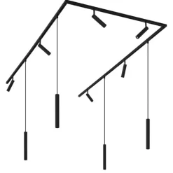 Modernes Schienensystem mit 6 Strahlern und 4 Pendelleuchten schwarz 1-phasig - Slimline Uzzy Keno
