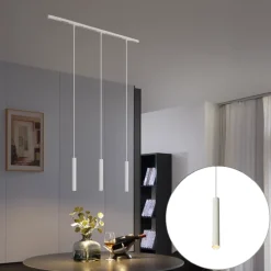 Modernes Schienensystem mit 3 weißen Pendelleuchten 1-phasig - Slimline Keno