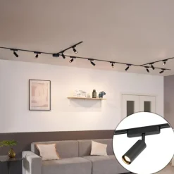 Modernes Schienensystem mit 12 schwarzen Strahlern 1-phasig - Magnetic Samson