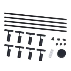 Modernes Schienensystem mit 8 schwarzen Strahlern 1-phasig 400 cm - Magnetic Gert