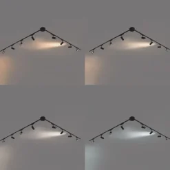 Modernes Schienensystem mit 8 schwarzen Strahlern 1-phasig 400 cm - Magnetic Gert