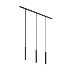 Modernes Schienensystem mit 3 schwarzen Pendelleuchten 1-phasig - Slimline Keno