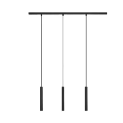 Modernes Schienensystem mit 3 schwarzen Pendelleuchten 1-phasig - Slimline Keno