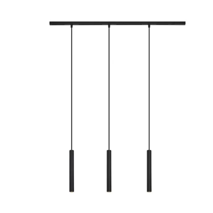 Modernes Schienensystem mit 3 schwarzen Pendelleuchten 1-phasig - Slimline Keno