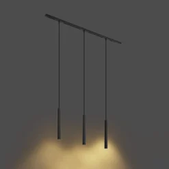 Modernes Schienensystem mit 3 schwarzen Pendelleuchten 1-phasig - Slimline Keno