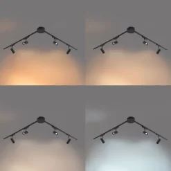 Modernes Schienensystem mit 4 schwarzen Strahlern 1-phasig 200 cm - Magnetic Gert