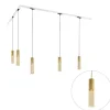 Modernes Schienensystem mit 5 goldenen Pendelleuchten 1-phasig - Iconic Lloyd