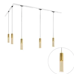 Modernes Schienensystem mit 5 goldenen Pendelleuchten 1-phasig - Iconic Lloyd