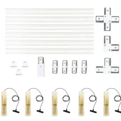 Modernes Schienensystem mit 5 goldenen Pendelleuchten 1-phasig - Iconic Lloyd