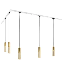 Modernes Schienensystem mit 5 goldenen Pendelleuchten 1-phasig - Iconic Lloyd