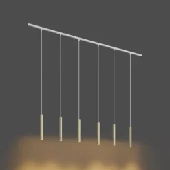 Modernes Schienensystem mit 6 Pendelleuchten Beige mit Weiß 1-phasig - Slimline Keno