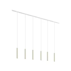 Modernes Schienensystem mit 6 Pendelleuchten Beige mit Weiß 1-phasig - Slimline Keno