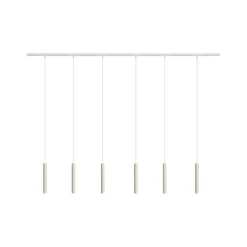 Modernes Schienensystem mit 6 Pendelleuchten Beige mit Weiß 1-phasig - Slimline Keno