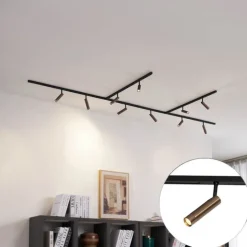 Modernes Schienensystem mit 10 Strahlern Dunkelbronze 1-phasig - Slimline Uzzy