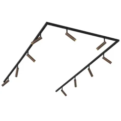 Modernes Schienensystem mit 10 Strahlern Dunkelbronze 1-phasig - Slimline Uzzy