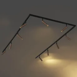 Modernes Schienensystem mit 10 Strahlern Dunkelbronze 1-phasig - Slimline Uzzy