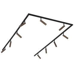 Modernes Schienensystem mit 10 Strahlern Dunkelbronze 1-phasig - Slimline Uzzy