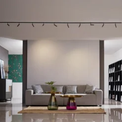 Modernes Schienensystem mit 10 Strahlern Dunkelbronze 1-phasig - Slimline Uzzy