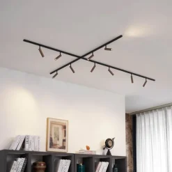 Modernes Schienensystem mit 10 Strahlern Dunkelbronze 1-phasig - Slimline Uzzy