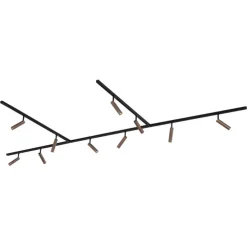 Modernes Schienensystem mit 10 Strahlern Dunkelbronze 1-phasig - Slimline Uzzy
