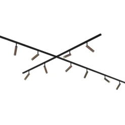 Modernes Schienensystem mit 10 Strahlern Dunkelbronze 1-phasig - Slimline Uzzy
