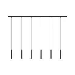 Modernes Schienensystem mit 6 schwarzen Pendelleuchten 1-phasig - Slimline Keno