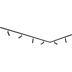 Modernes Schienensystem mit 6 schwarzen Strahlern 1-phasig - Slimline Uzzy