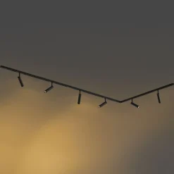 Modernes Schienensystem mit 6 schwarzen Strahlern 1-phasig - Slimline Uzzy