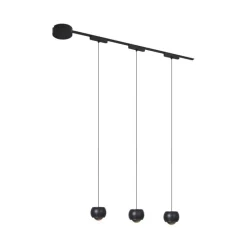Modernes Schienensystem mit 3 schwarzen Pendelleuchten 1-phasig - Magnetic Lance
