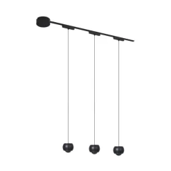 Modernes Schienensystem mit 3 schwarzen Pendelleuchten 1-phasig - Magnetic Lance