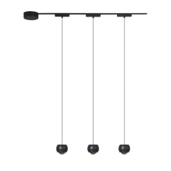 Modernes Schienensystem mit 3 schwarzen Pendelleuchten 1-phasig - Magnetic Lance