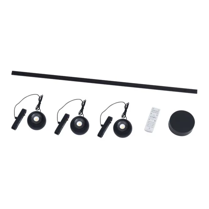 Modernes Schienensystem mit 3 schwarzen Pendelleuchten 1-phasig - Magnetic Lance