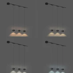 Modernes Schienensystem mit 3 schwarzen Pendelleuchten 1-phasig - Magnetic Lance